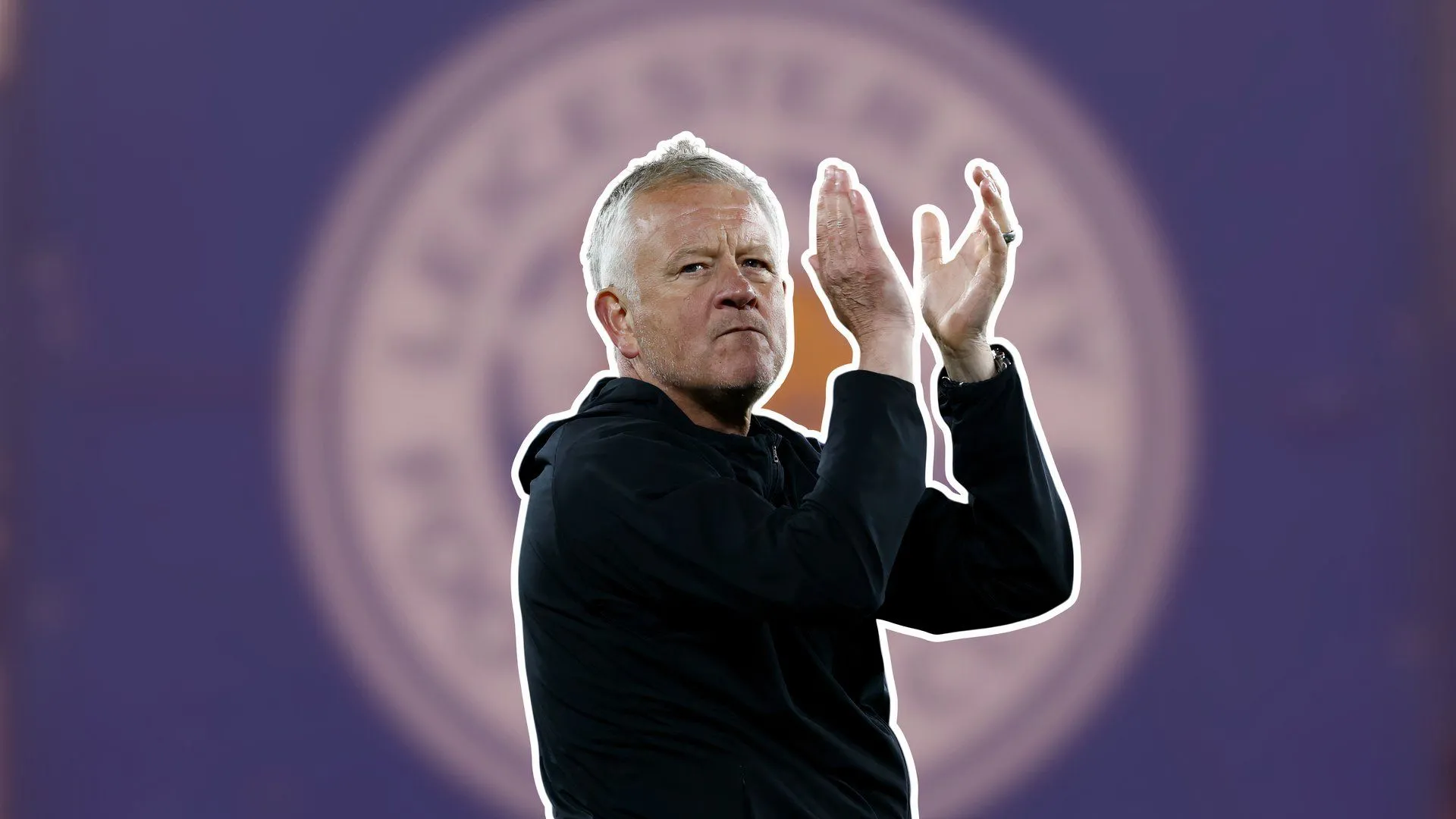 Hình ảnh ghép Chris Wilder và logo câu lạc bộ Leicester City